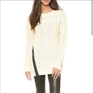 JOA cable knit tunic zipper sweater